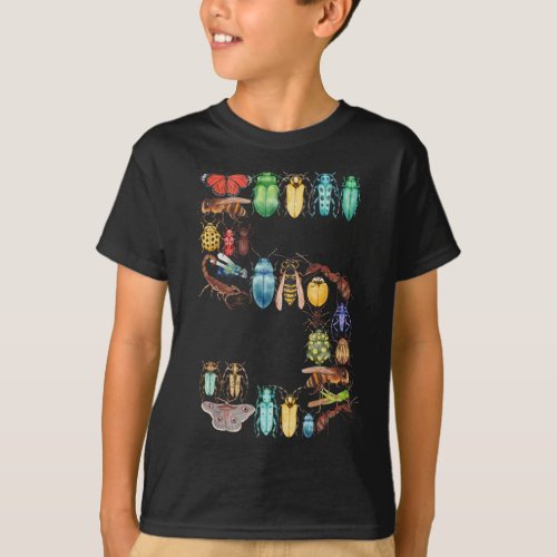 5th birthday Bugs Insects Beetles 5 year old gift T_Shirt