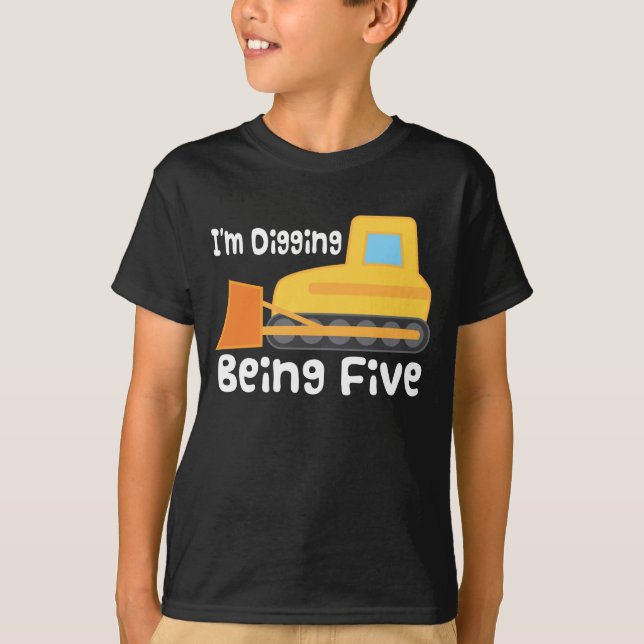 5th Birthday Bulldozer Construction Truck Tshirt (Front)