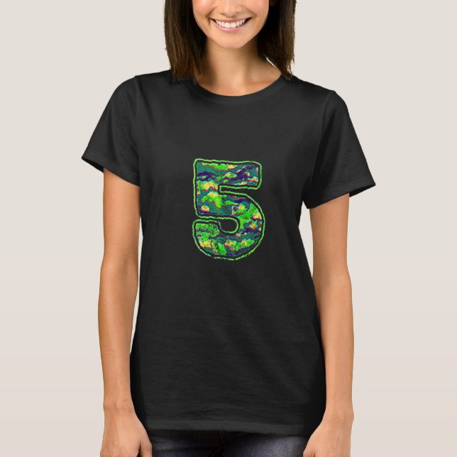 5th Birthday Camo Camouflage 5 Years Old T-Shirt (Front)