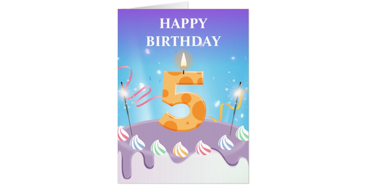 5th birthday card, 5 year old, baby birthday card Zazzle