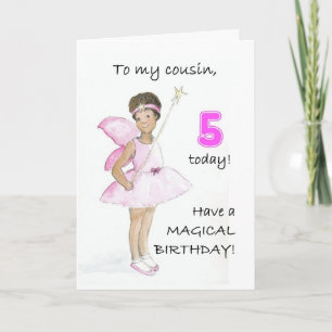 5th Birthday Card for a Cousin - Black Fairy