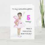 5th Birthday Card for the Granddaughter<br><div class="desc">A 5th Birthday Card is a major,  with a black fairy in pink dress,  from a watercolor illustration by Judy Adamson. Please feel free to customise the inside message and contact me through my store if you would like changes to the front cover.</div>