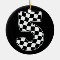 5th Birthday Checkered Number 5 Car Racing Flag