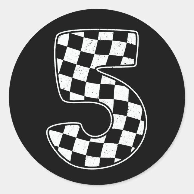 5th Birthday Checkered Number 5 Car Racing Flag  Classic Round Sticker (Front)