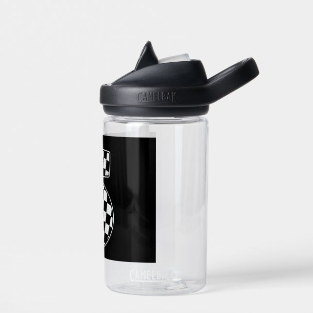 5th Birthday Checkered Number 5 Car Racing Flag  Water Bottle (Left)