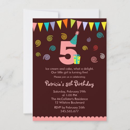 5th Birthday Children's Party Invitation