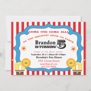 5th Birthday Circus Invitation