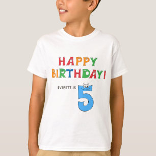 5th Birthday Colorful Alphabet with Name Kids T-Shirt