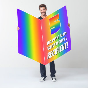 5th Birthday: Colorful, Fun Rainbow Pattern # 5 Card