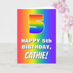 [ Thumbnail: 5th Birthday: Colorful, Fun Rainbow Pattern # 5 Card ]