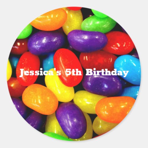 5th Birthday Colorful Jelly Beans Sweets Candy Classic Round Sticker