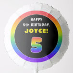 [ Thumbnail: 5th Birthday: Colorful Rainbow # 5, Custom Name Balloon ]