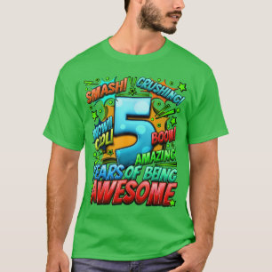 5th Birthday Comic Style Awesome Since 2018 5 Year T-Shirt