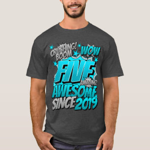 5th Birthday Comic Style Awesome Since 2019 5 Year T-Shirt