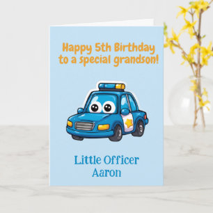5th Birthday Congratulations Grandson, Police Car  Card