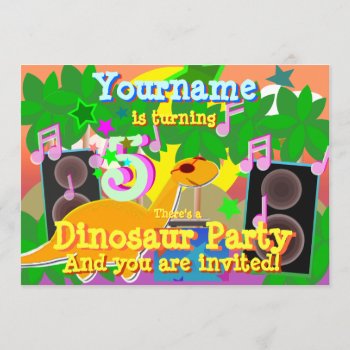 5th Birthday Cool Dinosaur Dj Party Invitation by dinoshop at Zazzle