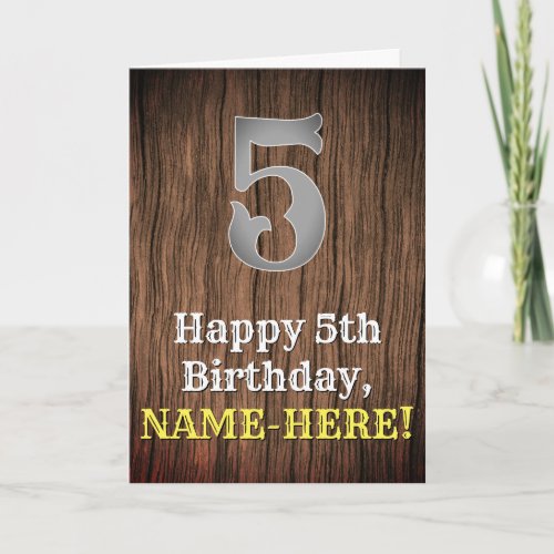 5th Birthday Country Western Inspired Look Name Card
