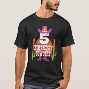 5th Birthday Cowgirl 5 Years Old Girl Rodeo Lover  T-Shirt