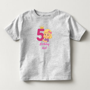 5th Birthday Crown for Cute Girl Toddler T-shirt