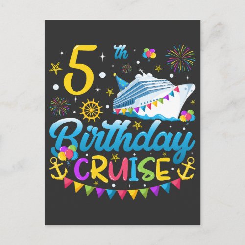 5th Birthday Cruise B_Day Party Postcard