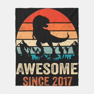 5th Birthday Dinosaur 5 Year Old Boy Kids Awesome Fleece Blanket