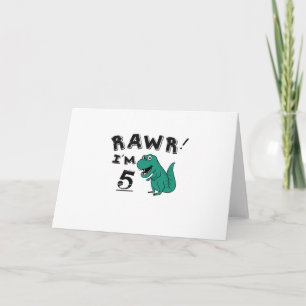 5th Birthday Dinosaur Gift for 5 Year Old Boys Card
