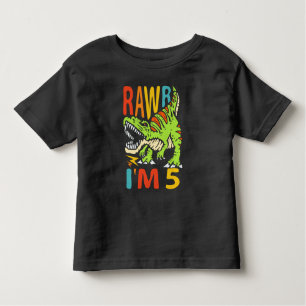 5th Birthday Dinosaur T Rex Rawr I'm 5 For Boys Toddler T-shirt