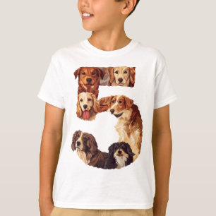 5th Birthday Dog Puppy Themed 5 Year Old Kids Boys T-Shirt
