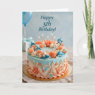 5th Birthday Dolphin Cake card