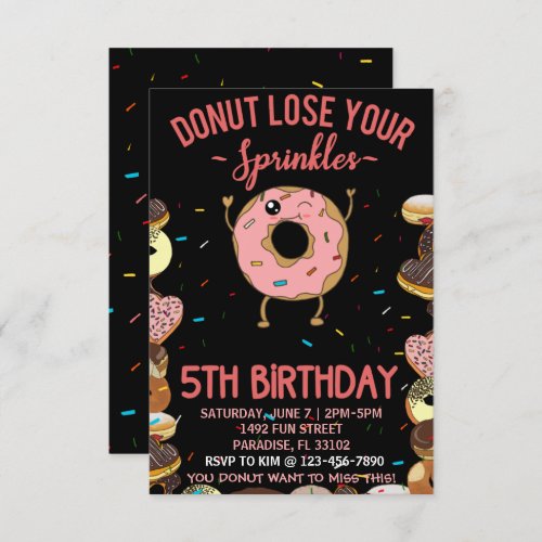5th Birthday Donut Lose Your Sprinkles 5 Year Invitation