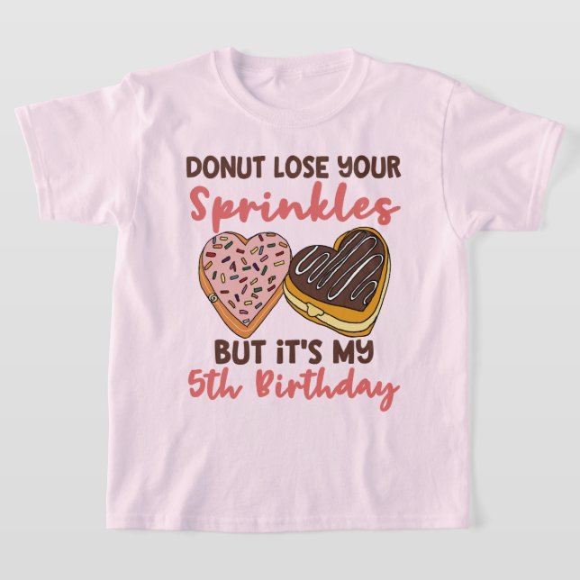 5th Birthday Donut Theme Funny Quote T-Shirt (Laydown)