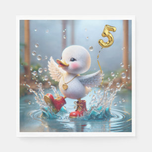 5th Birthday Duck Dancing In a Rain Puddle Napkins