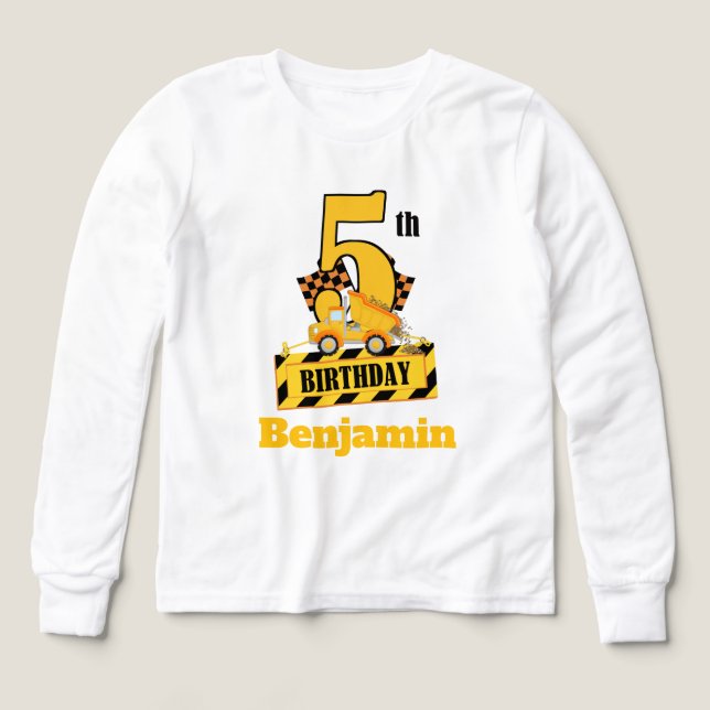 5th Birthday Dump Druck construction theme Party  Tri-Blend Shirts (Design Front)