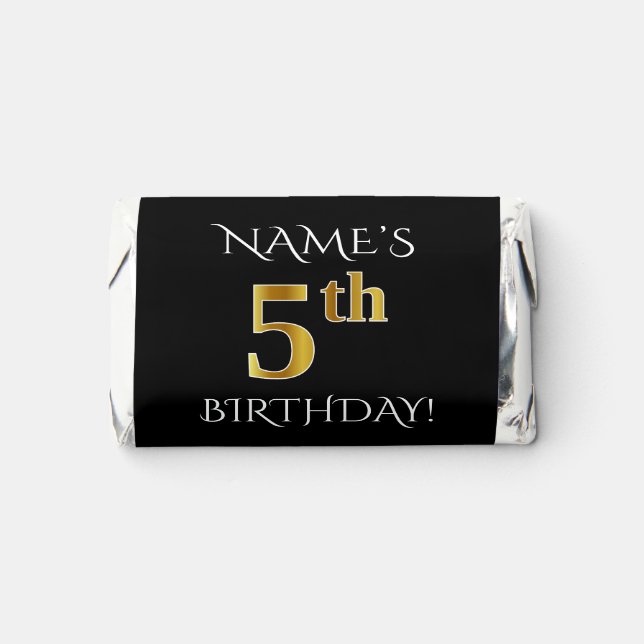 5th Birthday — Elegant, Faux Gold Look 5 + Name Hershey's Miniatures (Front)