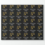 [ Thumbnail: 5th Birthday: Elegant Luxurious Faux Gold Look # Wrapping Paper ]