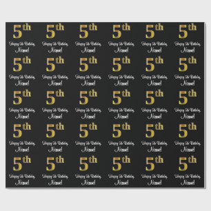 5th Birthday: Elegant Luxurious Faux Gold Look # Wrapping Paper