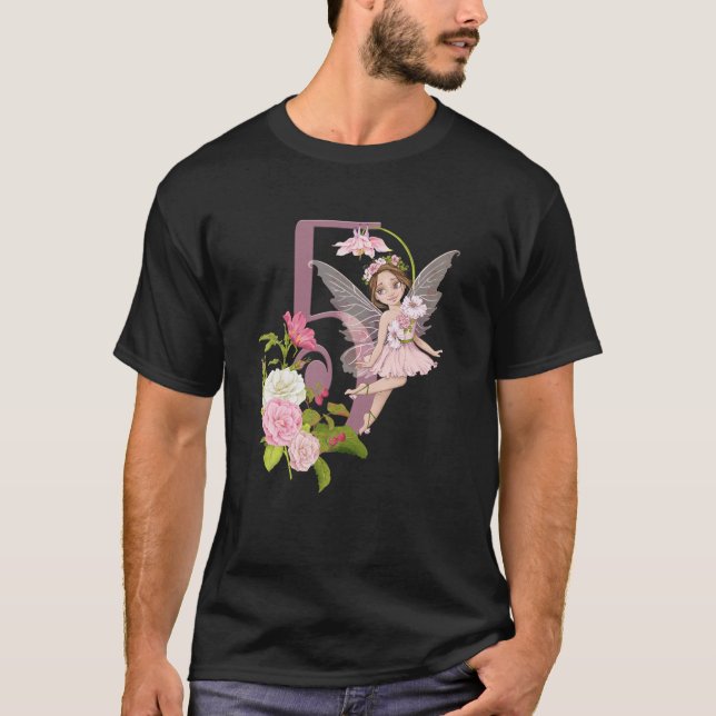 5Th Birthday Fairy Girl Peach Faerie Latina Fairie T-Shirt (Front)