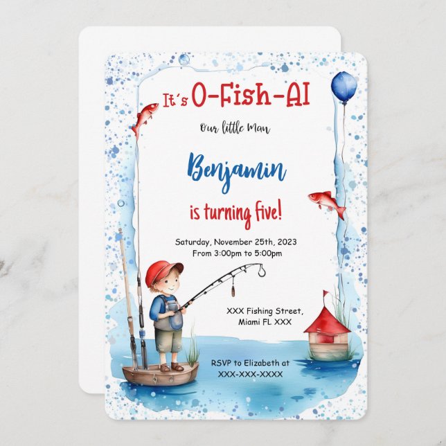 5th Birthday Fishing Invitation (Front/Back)