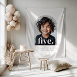5th Birthday Five Arched Photo Welcome Sign Tapestry<br><div class="desc">This welcome sign features your child's photo in a boho arch shaped frame with the word 'five.' placed over the top. Perfect for setting the tone at your celebration, this personalized sign brings a warm, stylish touch to your party décor. Effortlessly charming and easy to customize, it's a beautiful keepsake...</div>