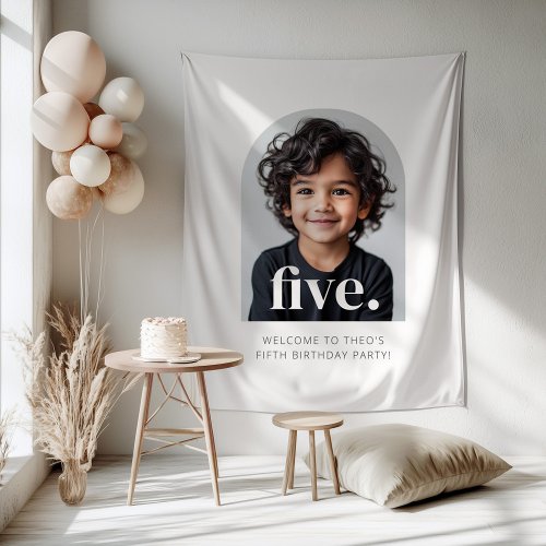 5th Birthday Five Arched Photo Welcome Sign