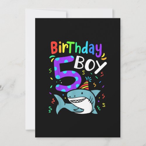 5th Birthday Five Years Old Shark Gift Save The Date