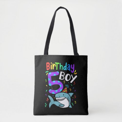 5th Birthday Five Years Old Shark Gifts Tote Bag