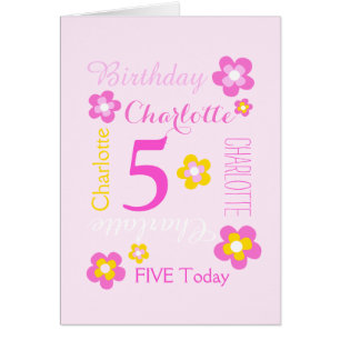 5th birthday flower custom graphic yellow pink
