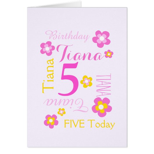 5th birthday flower custom graphic yellow pink (Front)