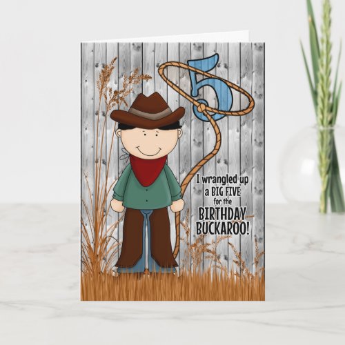 5th Birthday for a Little Cowboy Western Themed Card