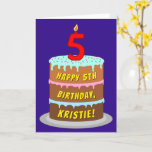 [ Thumbnail: 5th Birthday: Fun Cake and Candle + Custom Name Card ]