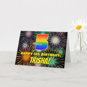 5th Birthday: Fun, Colorful Celebratory Fireworks Card