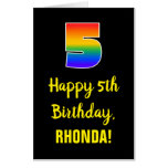 [ Thumbnail: 5th Birthday: Fun, Colorful, Happy, Rainbow # 5 Card ]