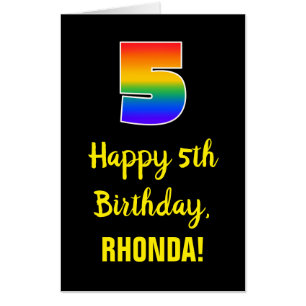 5th Birthday: Fun, Colorful, Happy, Rainbow # 5 Card