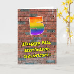 [ Thumbnail: 5th Birthday: Fun Graffiti-Inspired Rainbow 5 Card ]